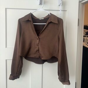 Zara Chocolate Brown Button-Down Shirt